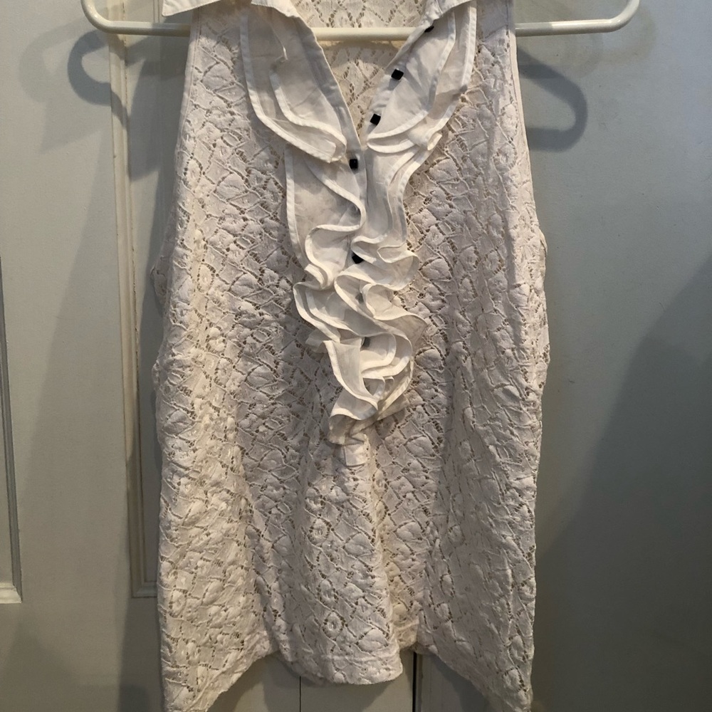 Anne Fontaine White Ruffle Tank